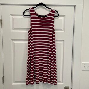 Old Navy Womens Red and White Stripe Casual Sleeveless Tank Swing Dress L